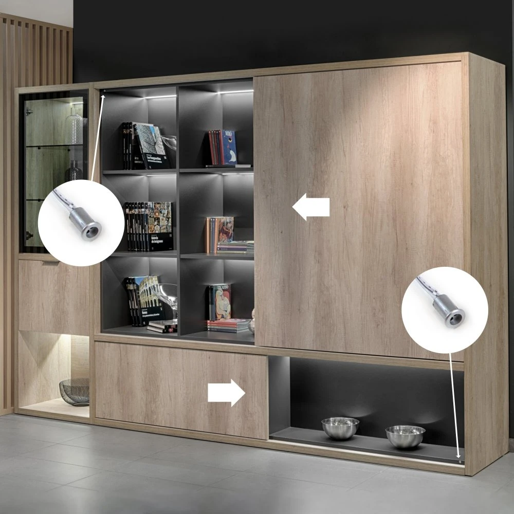 Sensor LED Point Door DOBLE (proximidad) (240V AC), Plástico, Pintado Aluminio - Emuca 6 Sensor LED Point Door DOBLE (proximidad) (240V AC), Plástico, Pintado Aluminio - Emuca - Imagen 4