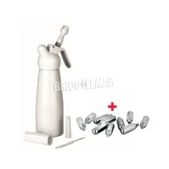 Set De Sifón De Nata Blanco 0,50 Lt. + 10 Cargas Para Sifones De Nata Ibili