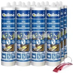 Silicona Para Acuario Y Terrarios Caja 12 Cartuchos De 290ml Negro Quilosa