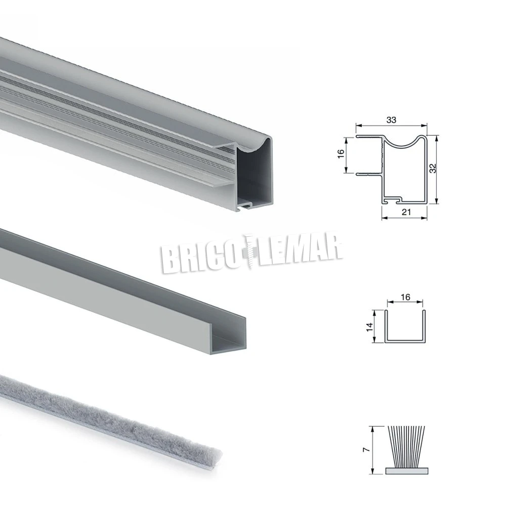 Sistema Corredero Para Armario 2 Puertas Rodadura Inferior Espesor 16 Mm Perfiles Aluminio Emuca 4 Sistema Corredero Para Armario 2 Puertas Rodadura Inferior Espesor 16 Mm Perfiles Aluminio Emuca - Imagen 2
