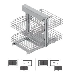 Sistema De Rincón Extraíble Para Mueble De Cocina Suprastar, Acero, Cromado - Emuca
