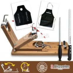 Soporte Jamonero Giratorio Plegable Metal/bambú Largo + Set Cuchillo Jamonero, Chaira Y Cubre Jamón 3 Claveles -Brico Lemar Comercio soporte jamonero giratorio plegable metal bambu largo set cuchillo jamonero chaira y cubre jamon 3 claveles 7