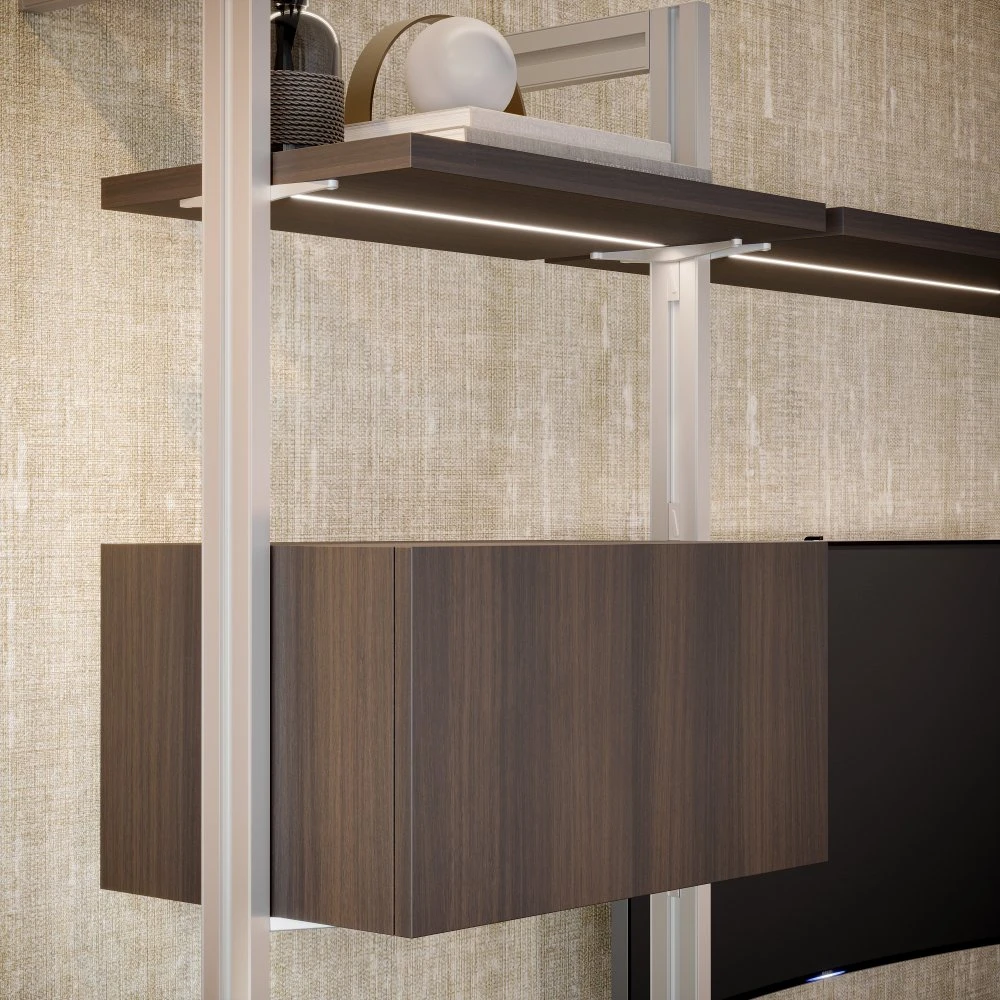 Soportes 5 Estantes Madera Estructura Zero Zamak Gris - Emuca 5 Soportes 5 Estantes Madera Estructura Zero Zamak Gris - Emuca - Imagen 3