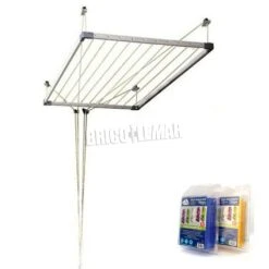 Tendedero Tezno-techo Extensible + 40 Pinzas Monoblock Cuncial