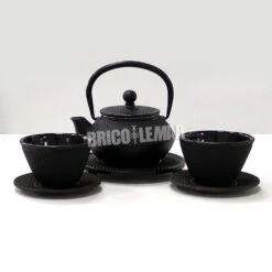 Tetera De Hierro Fundido Negra 0,34lt + Juego 2 Tazas + Reposatetera Ibili -Brico Lemar Comercio tetera de hierro fundido negra 034lt juego 2 tazas reposatetera ibili 1