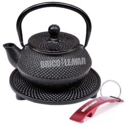 Tetera De Hierro Fundido Negra 0,34lt + Reposatetera Ibili