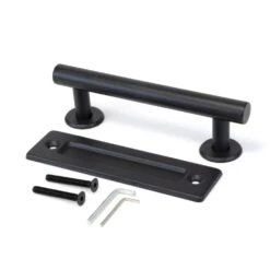 Tirador Para Puertas Correderas Colgadas De Madera Pasadena, Longitud 240 Mm, Intereje 180 Mm, Acero, Negro Texturizado - Emuca